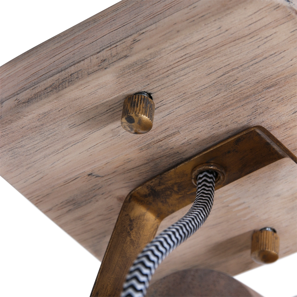 Industriële plafondlamp Gearwood brons met hout Steinhauer 8712746135022