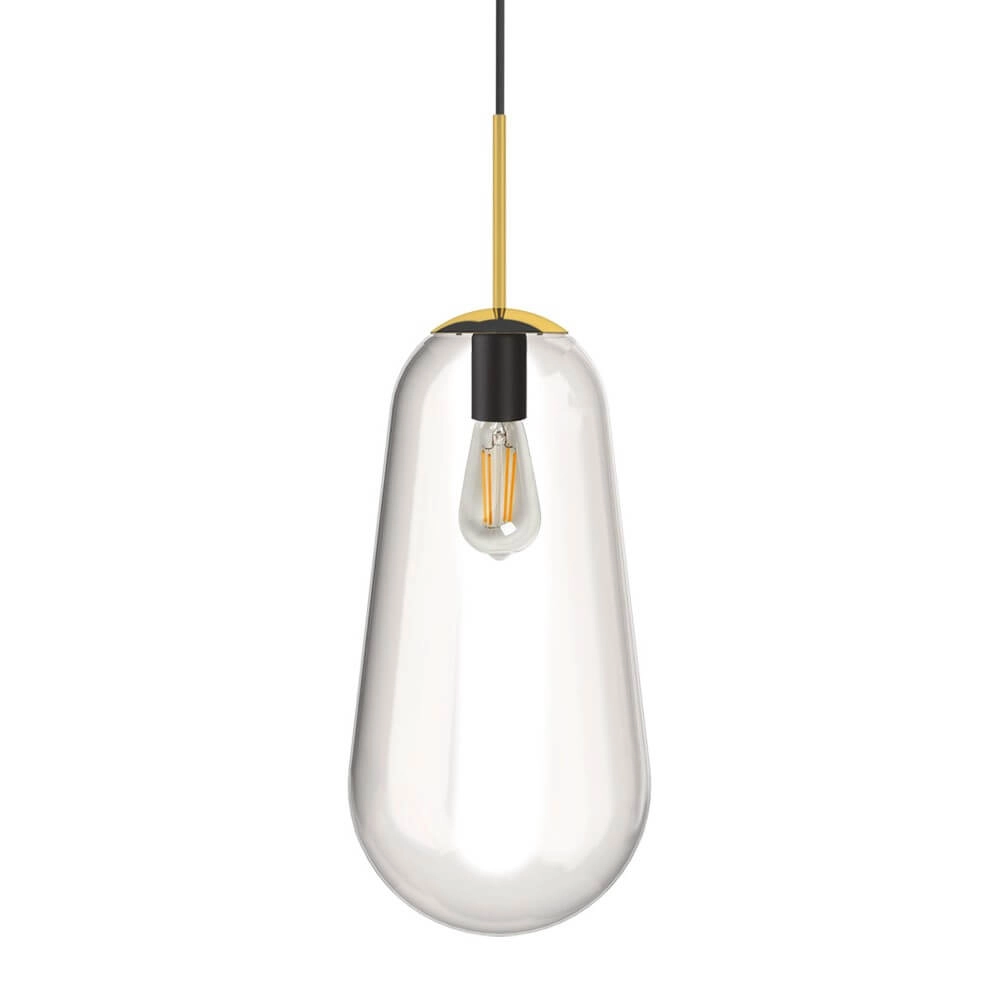 Glazen hanglamp Pear Long Ø 22cm goud met helder glas