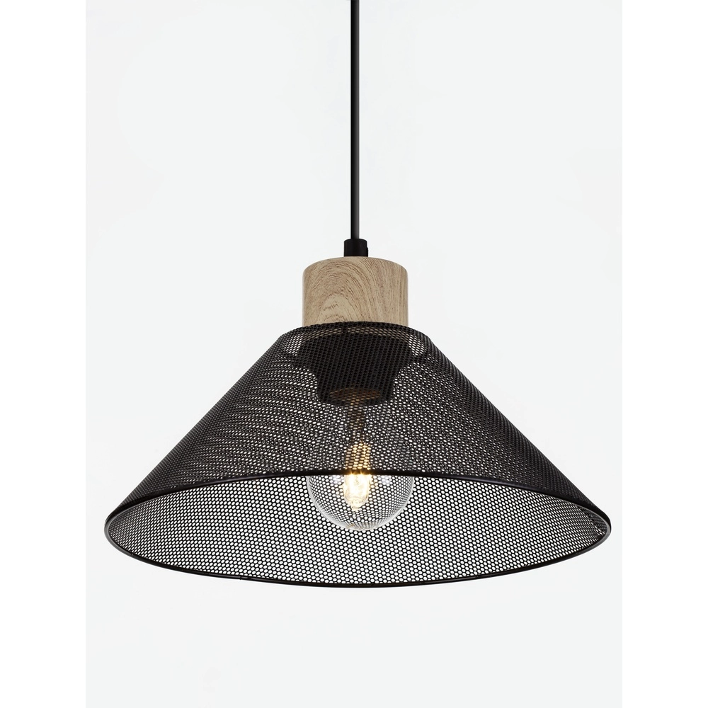 Design hanglamp Ian zwart met hout Lyora 5212017436245