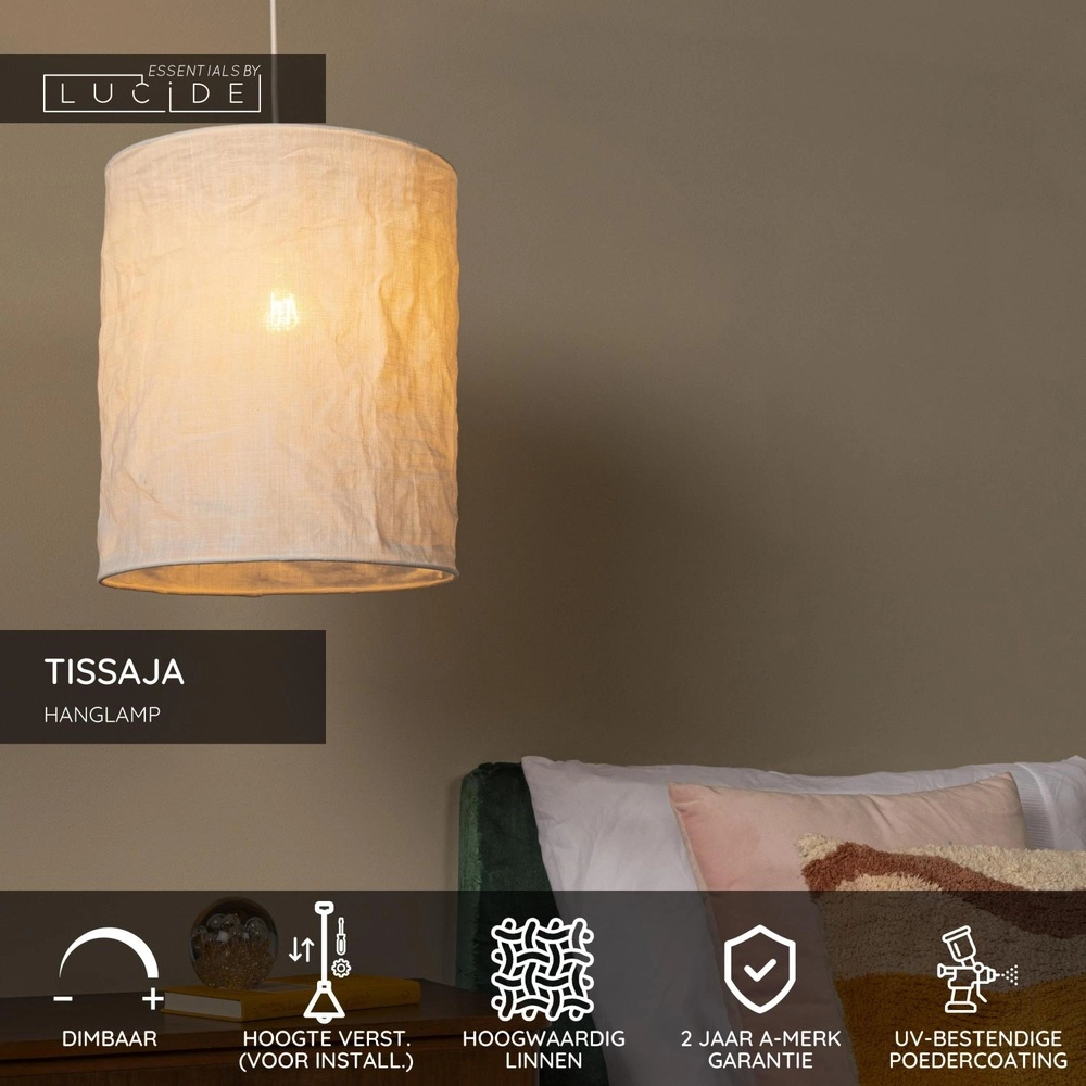 Hanglamp Tissaja Ø 30cm wit Lucide 5411212061591