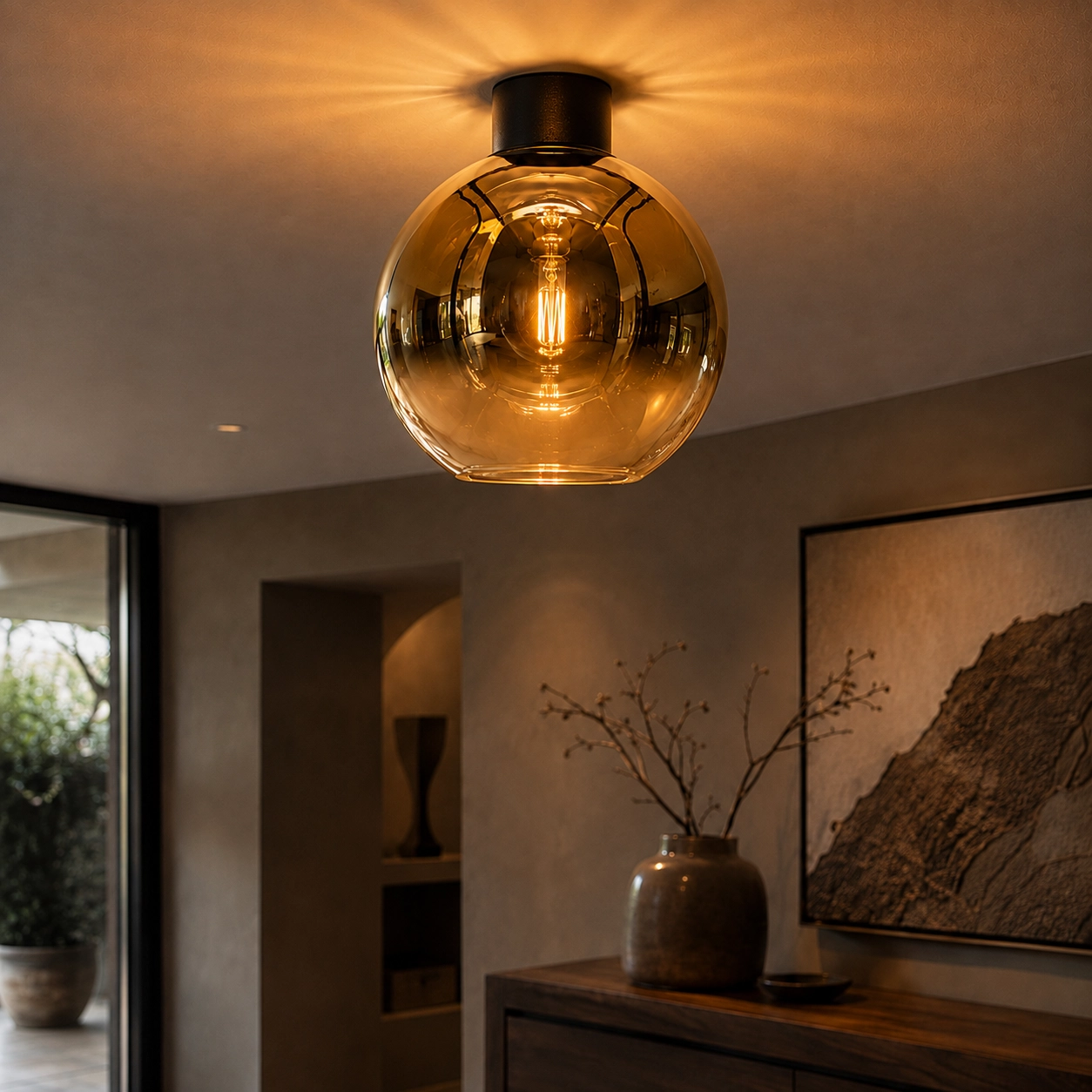 Glazen plafondlamp Rosario Ø 20cm
