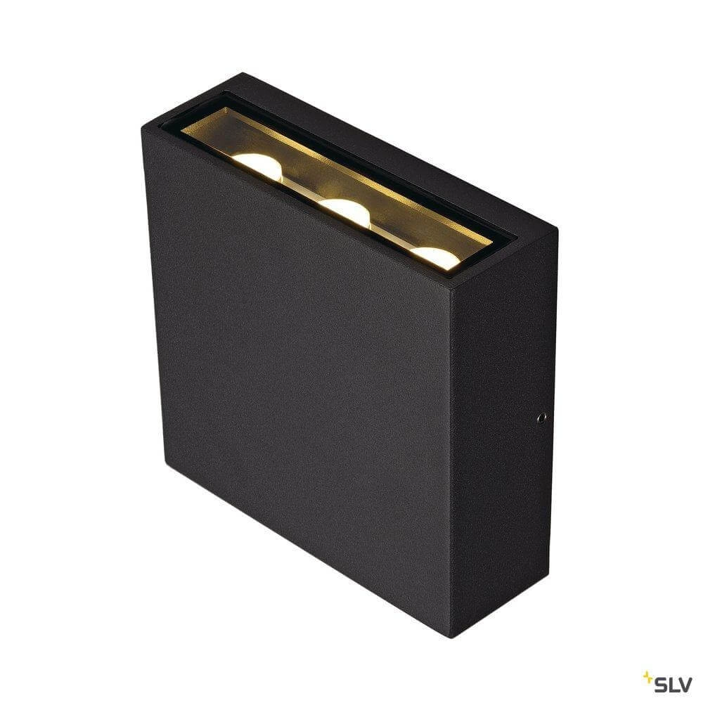 Strakke muurlamp Big Quad zwart SLV 4024163252393
