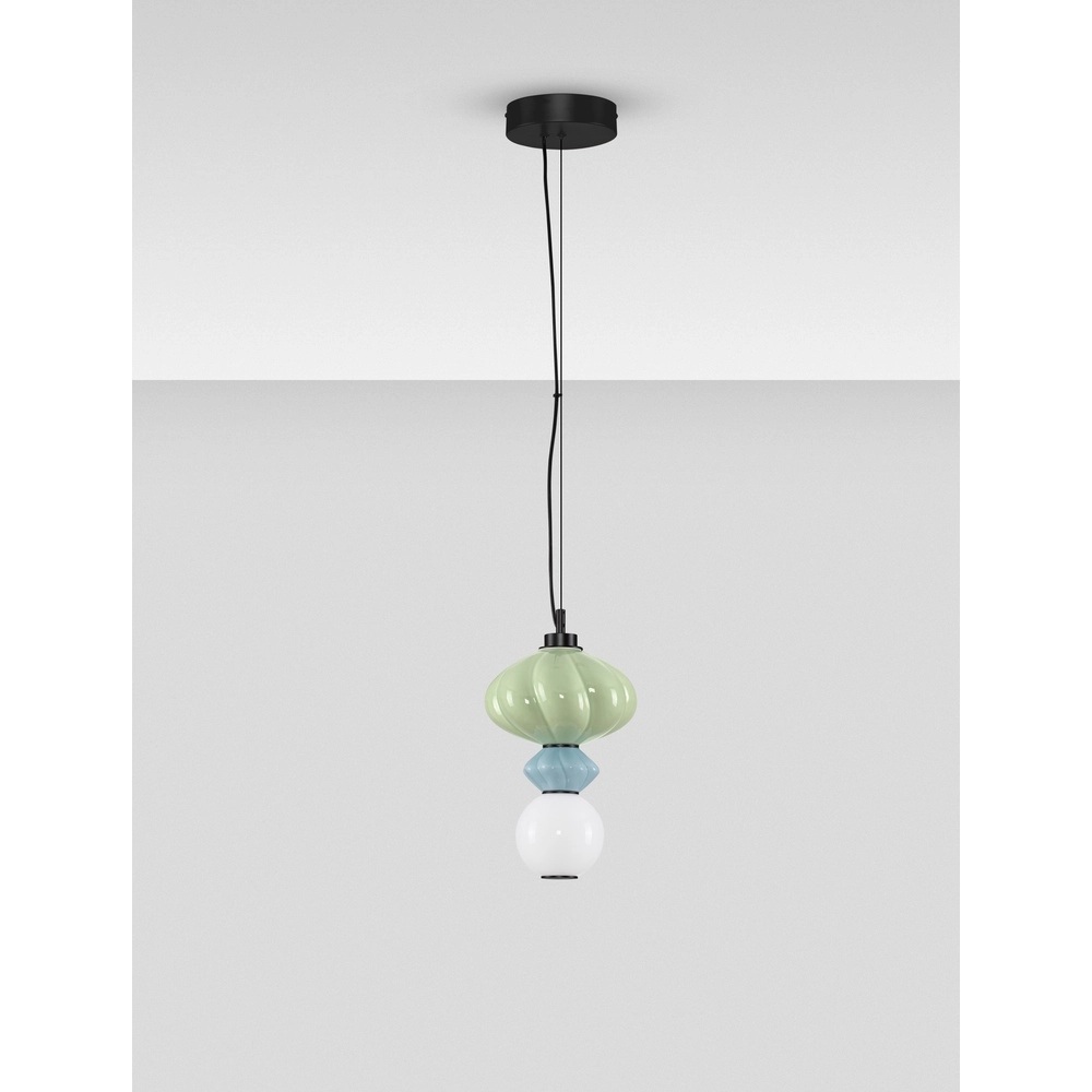 Hanglamp Oneta groen - blauw -wit Lyora 5212017473912