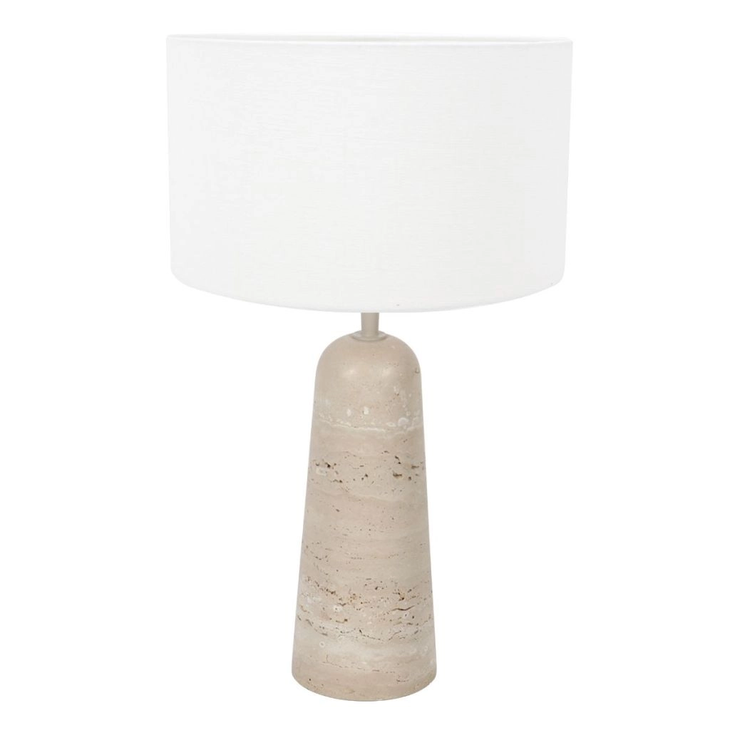 Stenen tafellamp Travino met witte kap Ø30cm Steinhauer 8712746183474