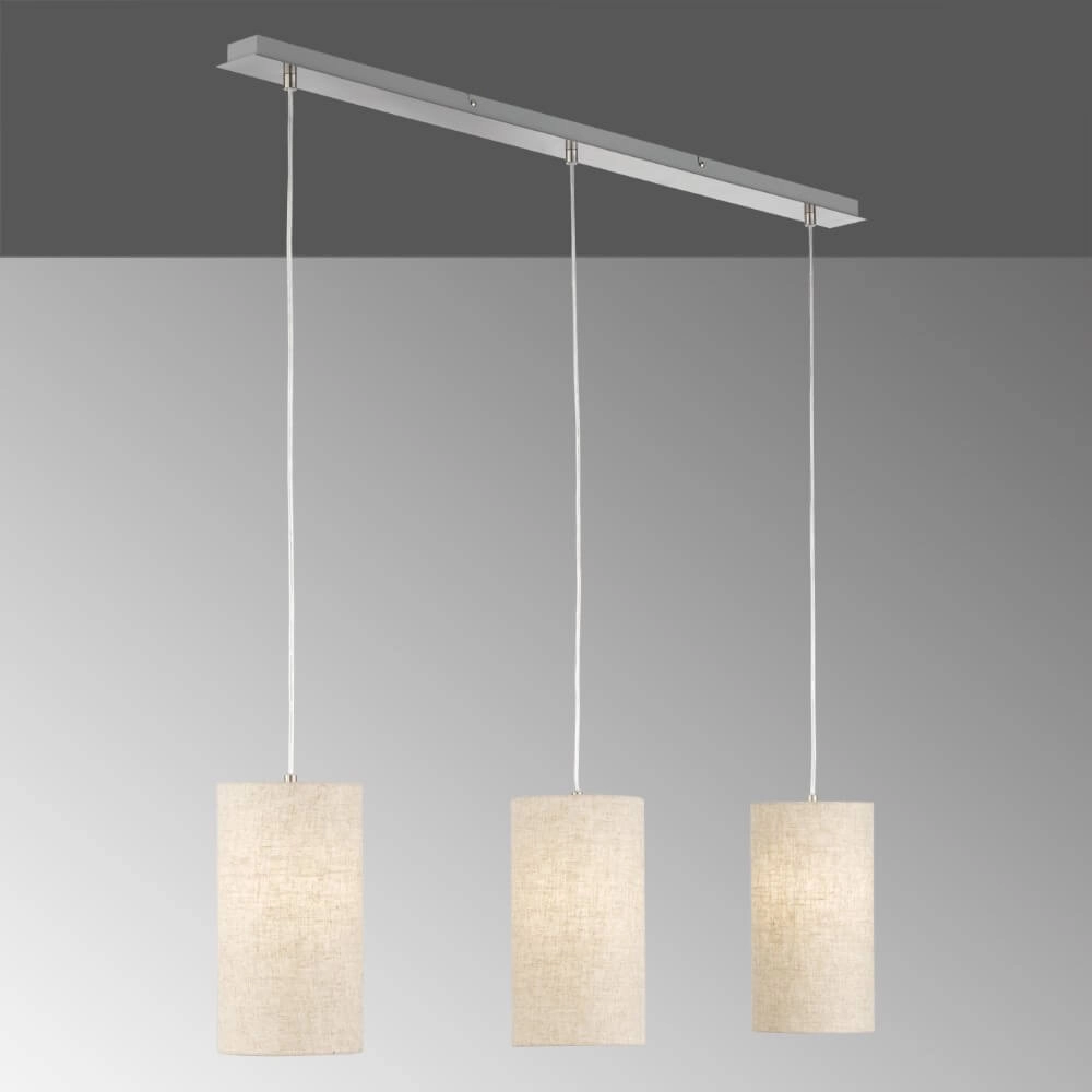 3-licht hanglamp Thor met zandkleur linnen Fischer & Honsel 4003694605847