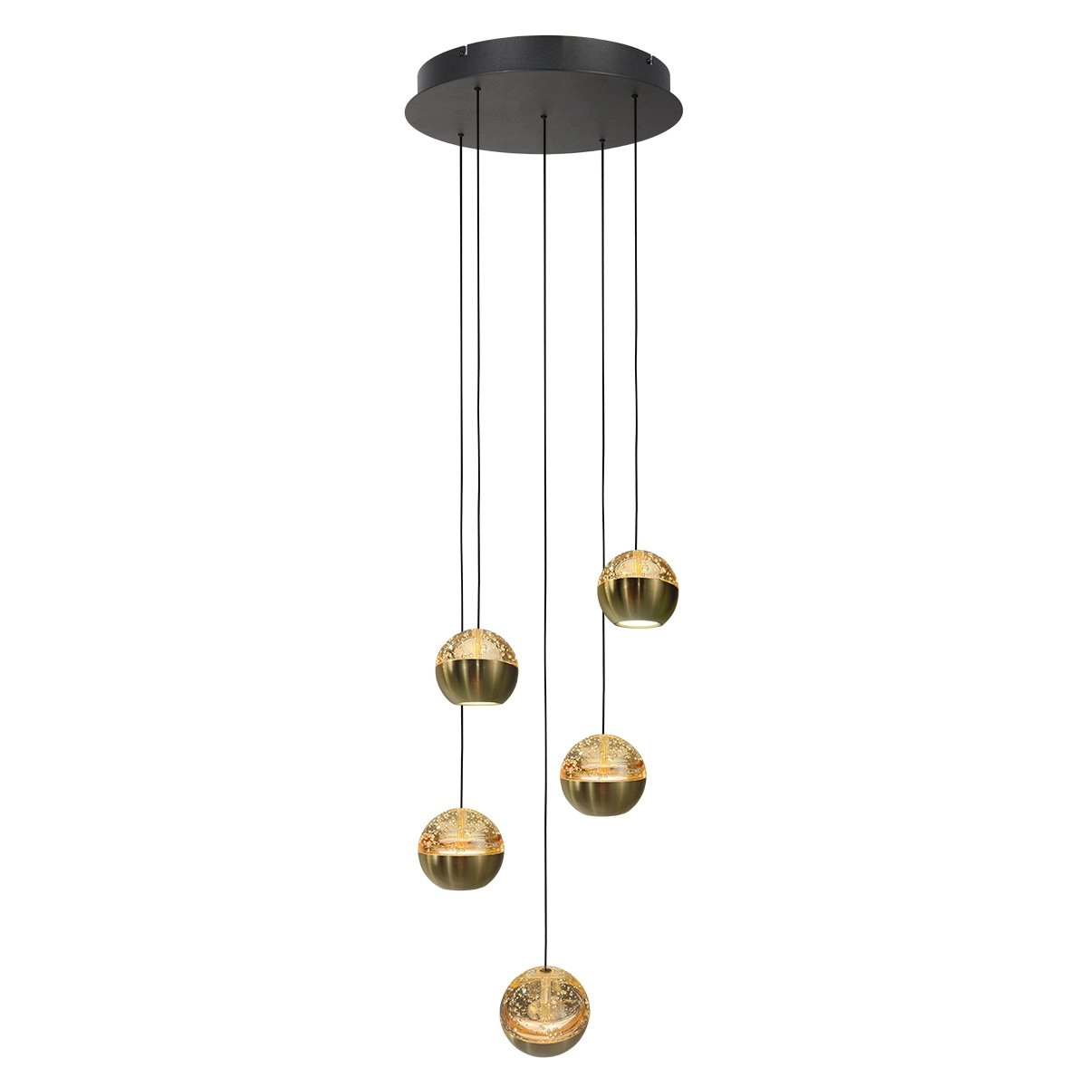 5-licht vide hanglamp Belluno led - messing goud met glas Steinhauer 8712746183870
