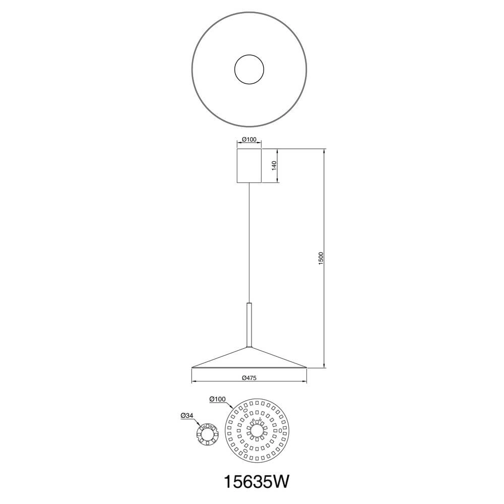 Ronde hanglamp Lampone wit design Ø 47,5cm Globo 9007371453375