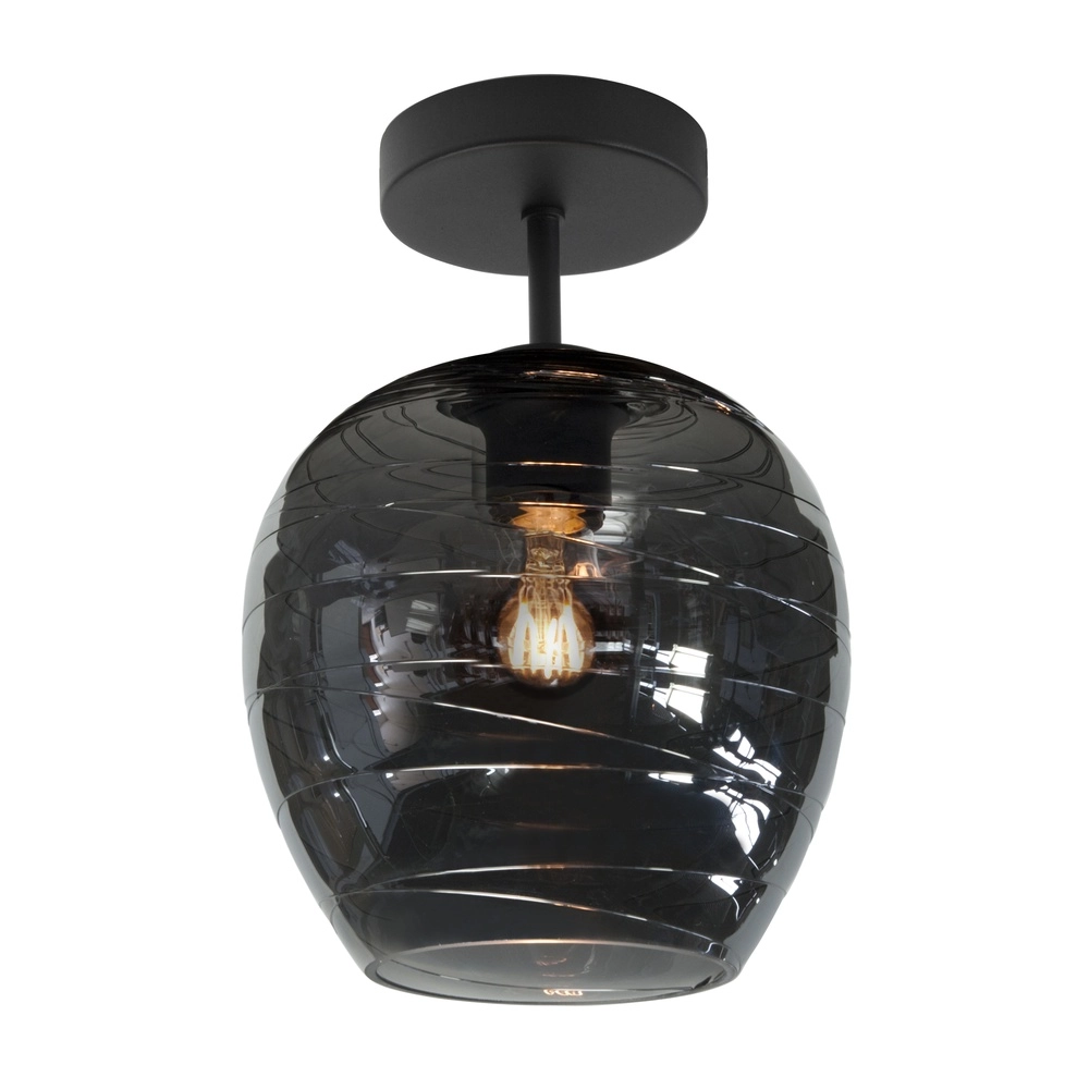 Plafondlamp Fantasy zwart met glas Ø 22cm