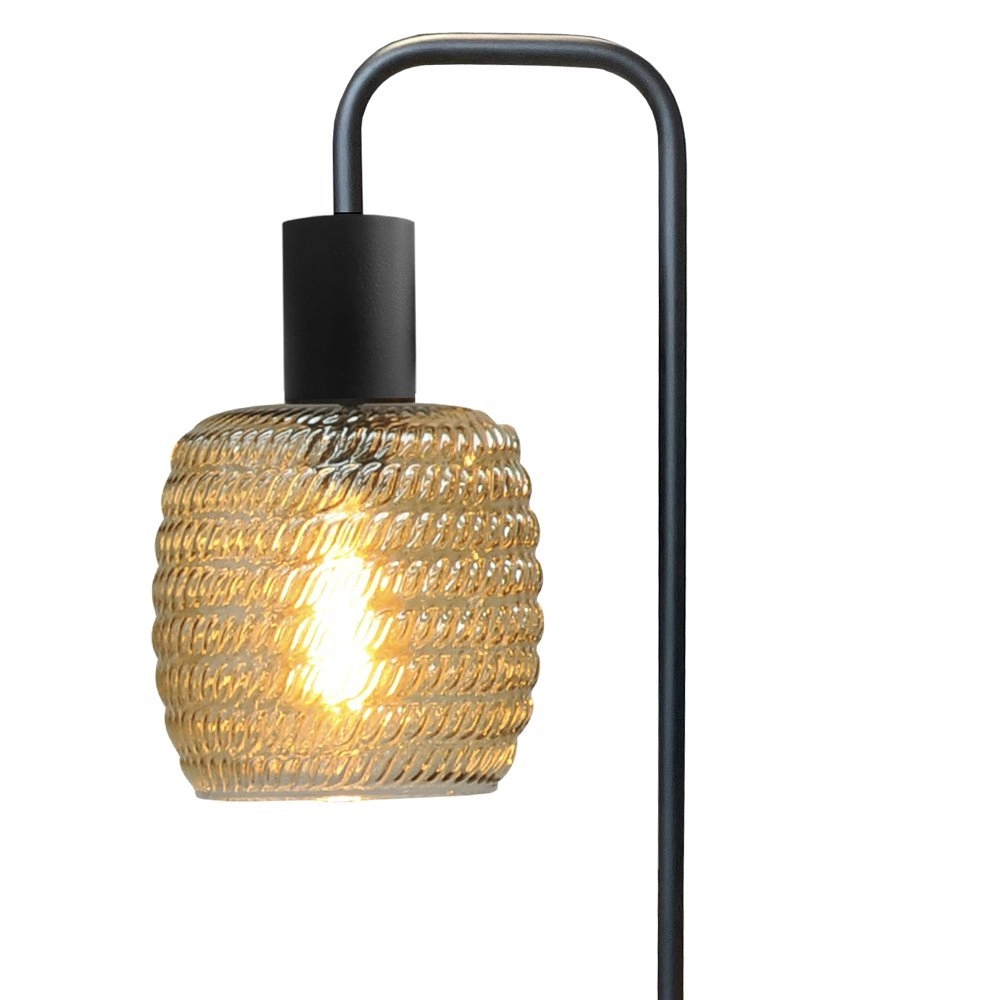 Zwarte tafellamp Bounty met geribd glas Masterlight 8718121251103