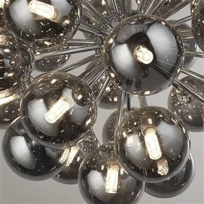 Hanglamp Glas Berry Globe 27-lichts zwart met smoke glas Searchlight 5053423189550