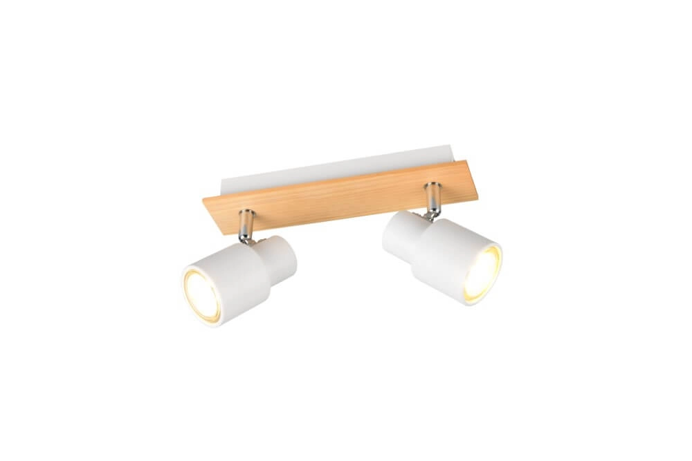 2-lichts plafondlamp Pierre wit met hout 2-lichts plafondlamp Pierre wit met hout