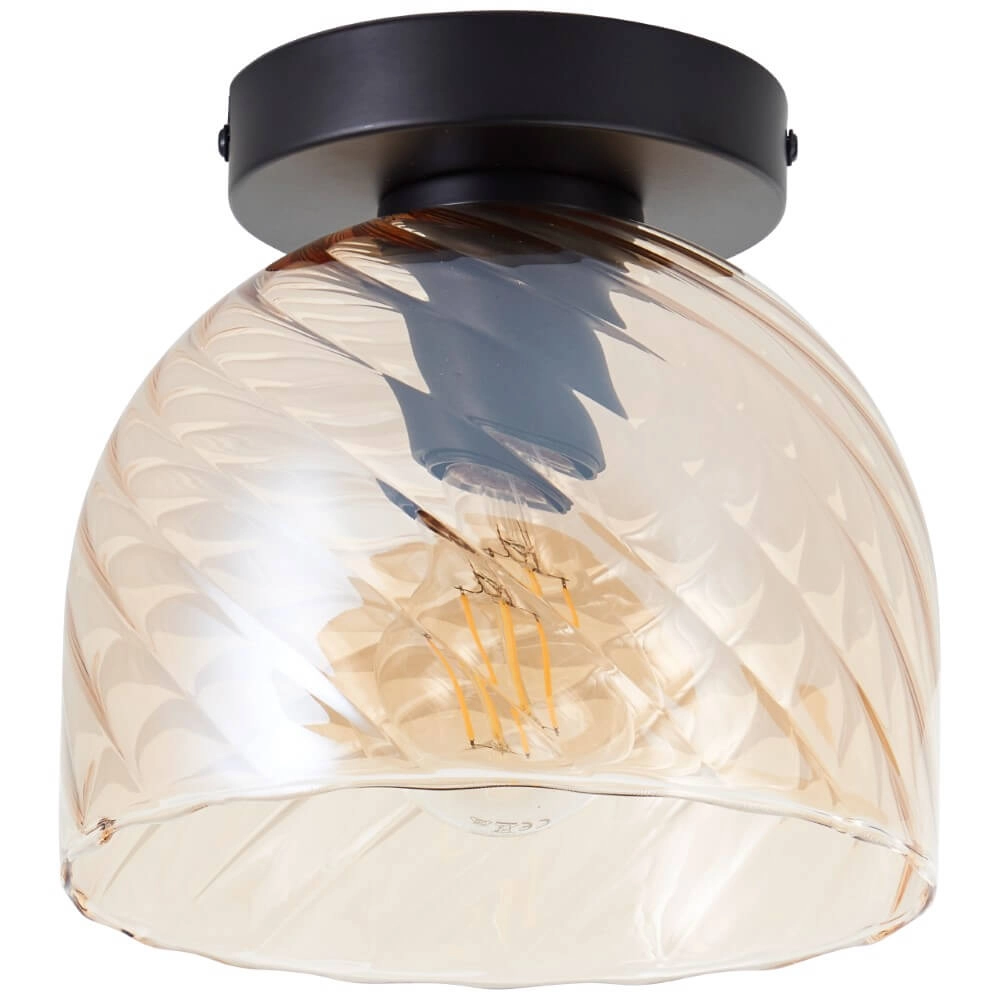 Plafondlamp Casto zwart met amber glas Brilliant 4004353446856