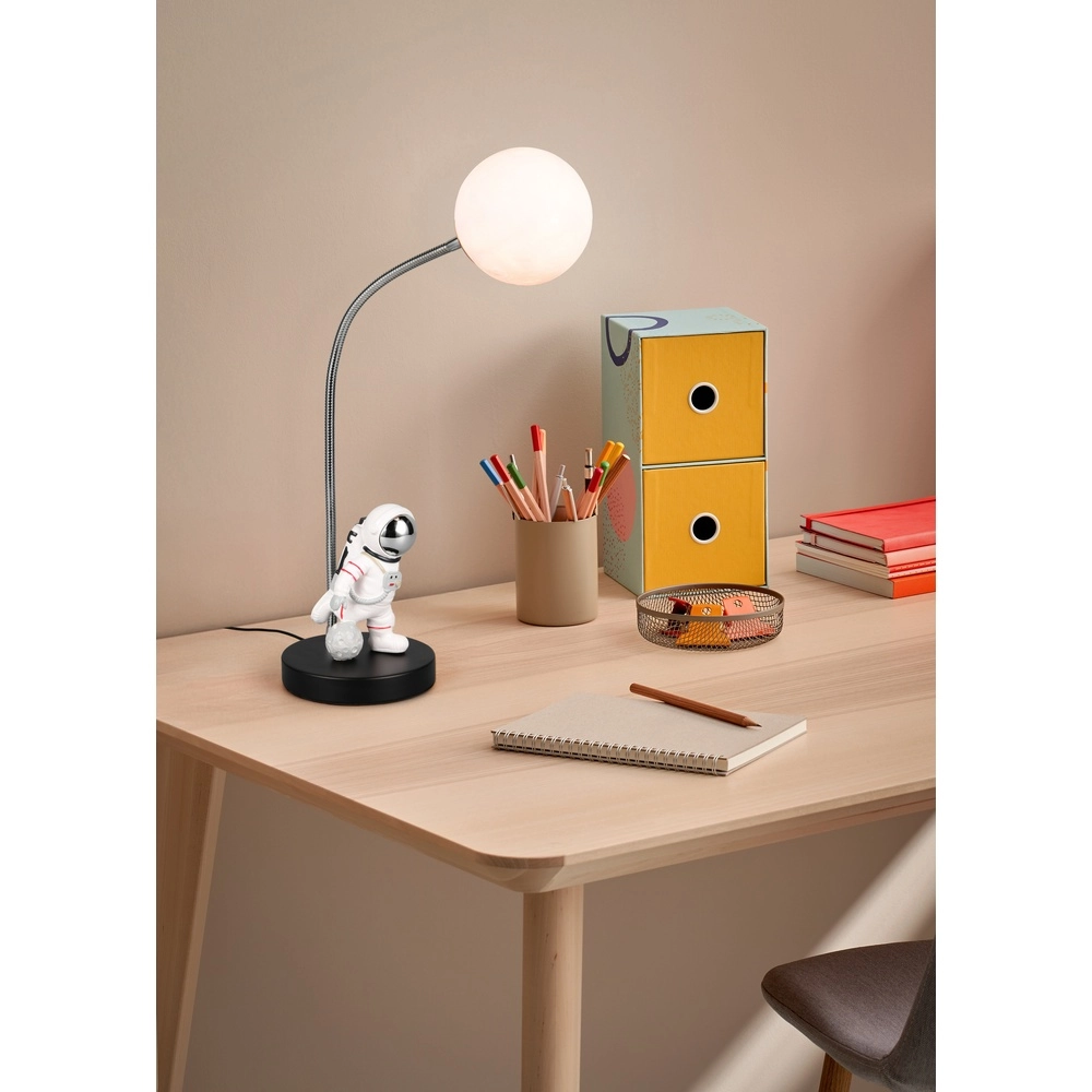 Tafellamp Arm zwart met wit Trio 4017807671520