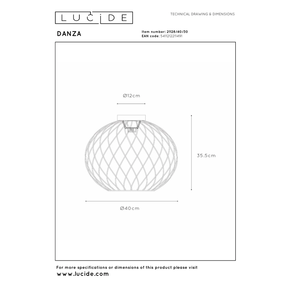 Plafondlamp Danza zwart Ø 40cm Lucide 5411212211491