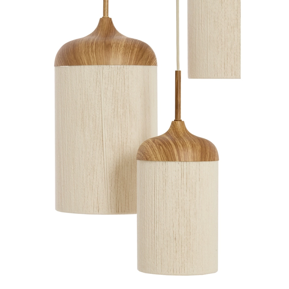 3-lichts hanglamp Danialo licht bruin met touw Light & Living 8717807816728