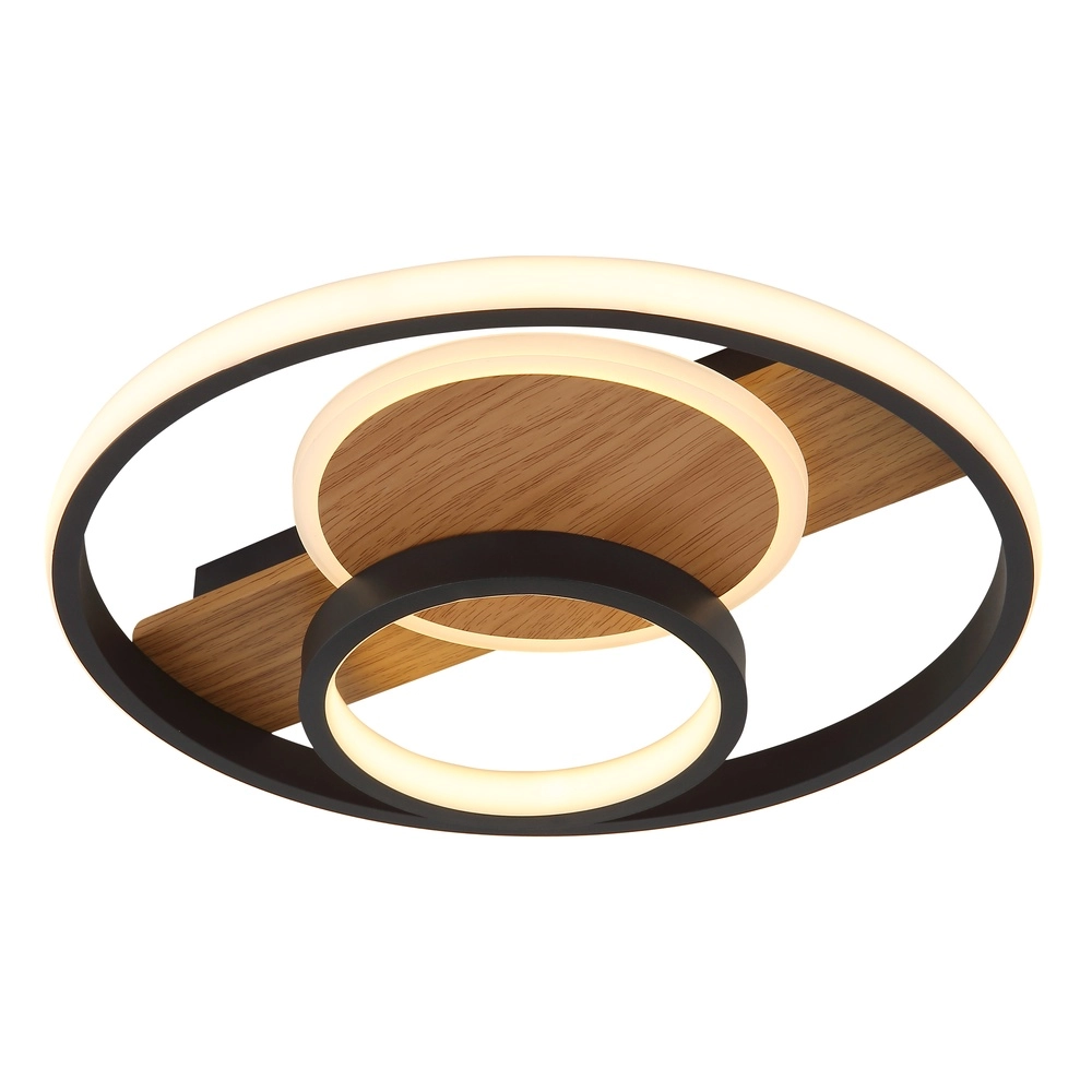 Design plafondlamp Pikara zwart met hout