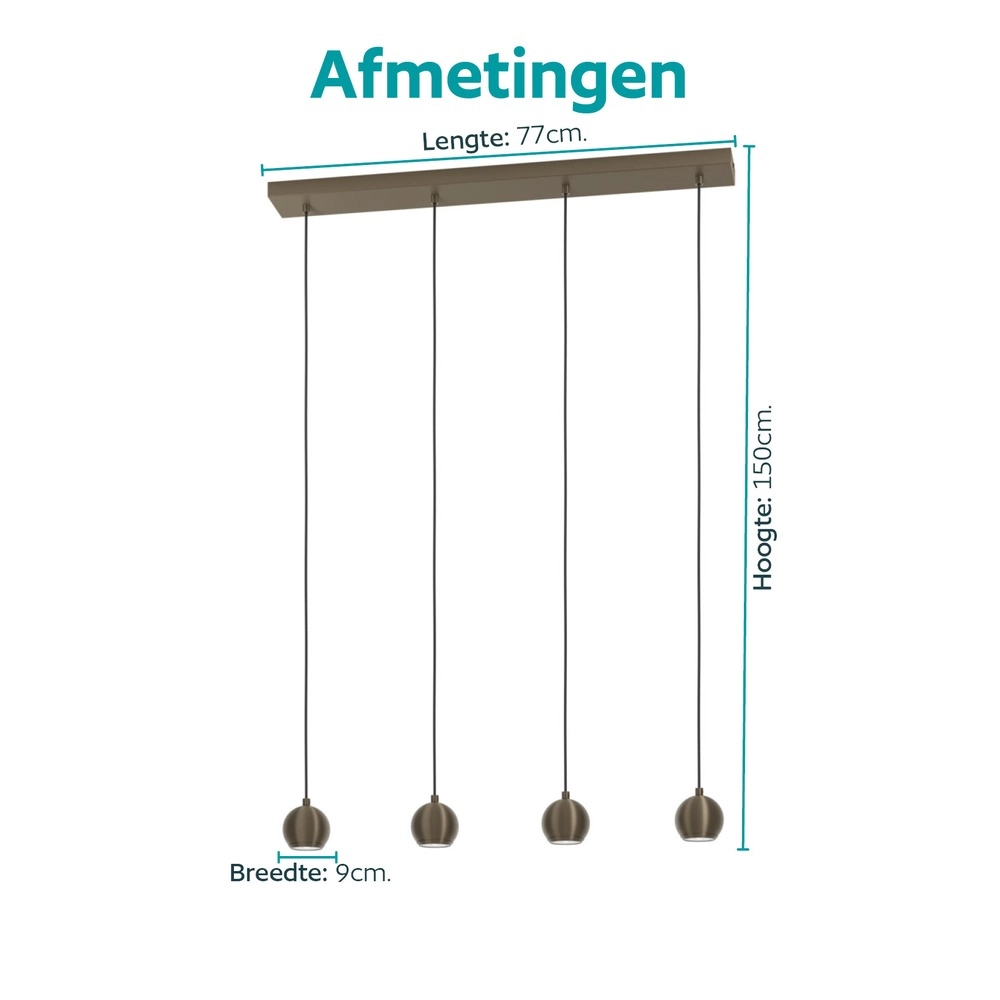 Design hanglamp Bimeda 1 donker brons 4-lichts Eglo 9008606391103