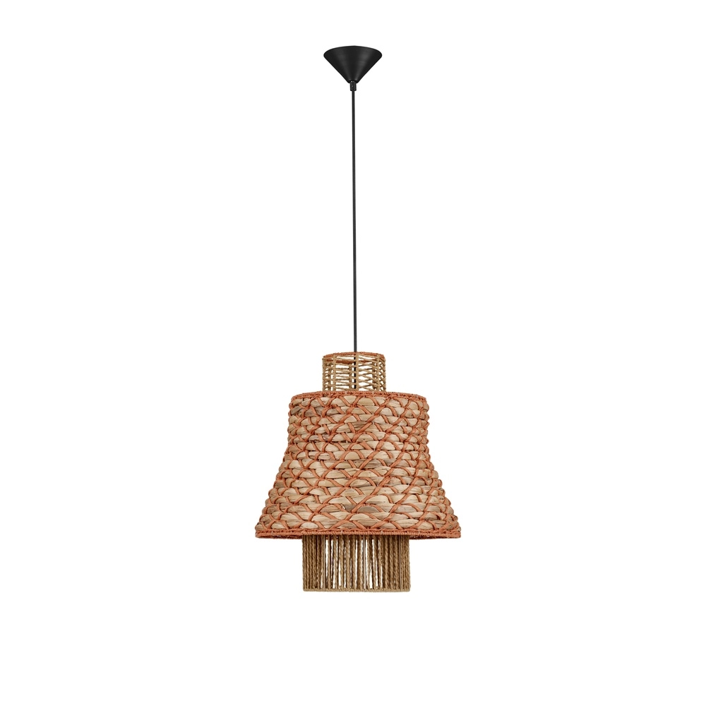 Rotan hanglamp Mande bruin met oranje Lyora 5212017477378
