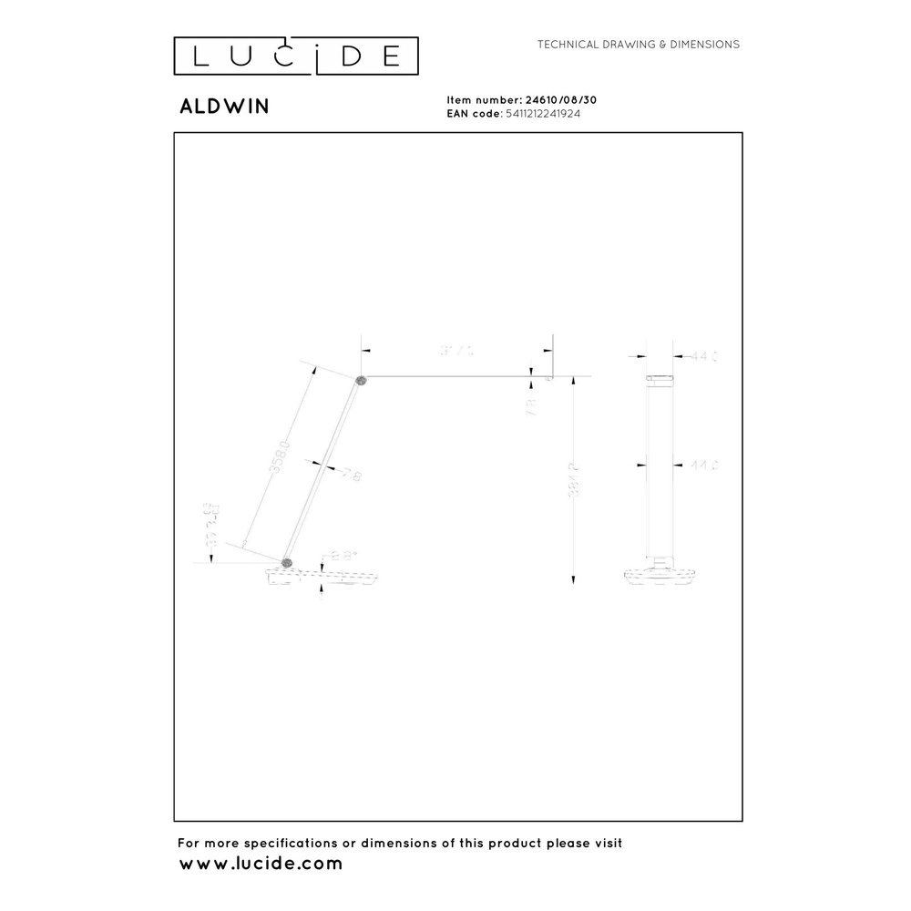 Design bureaulamp Aldwin led 8W dimbaar Lucide 5411212241924