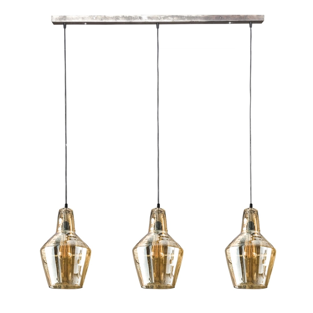 Glazen hanglamp Glass amber glas met oud zilver Lyora 8716803513174