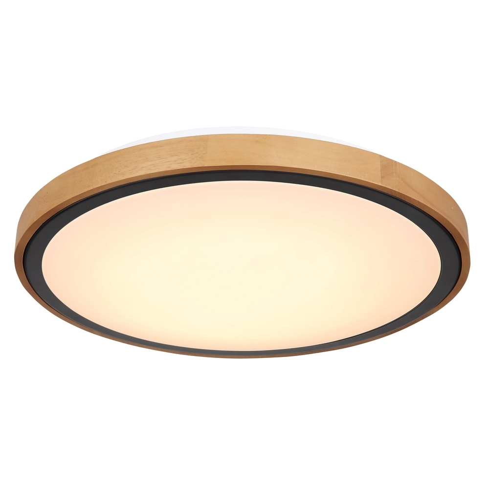 Plafondlamp Bruno Ø 43,7 zwart met hout Globo 9007371436484