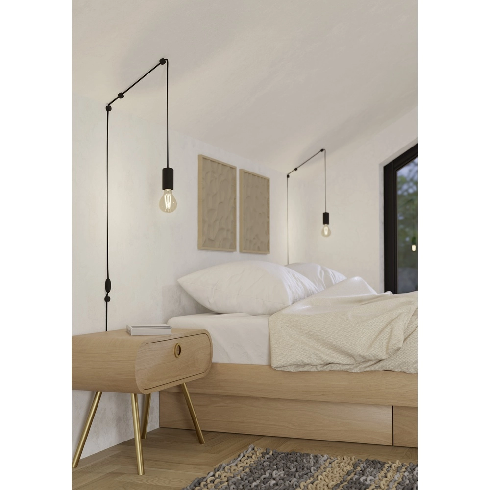 Flexibele pendel Pinetina zwart met schakelaar Eglo 9008606281831