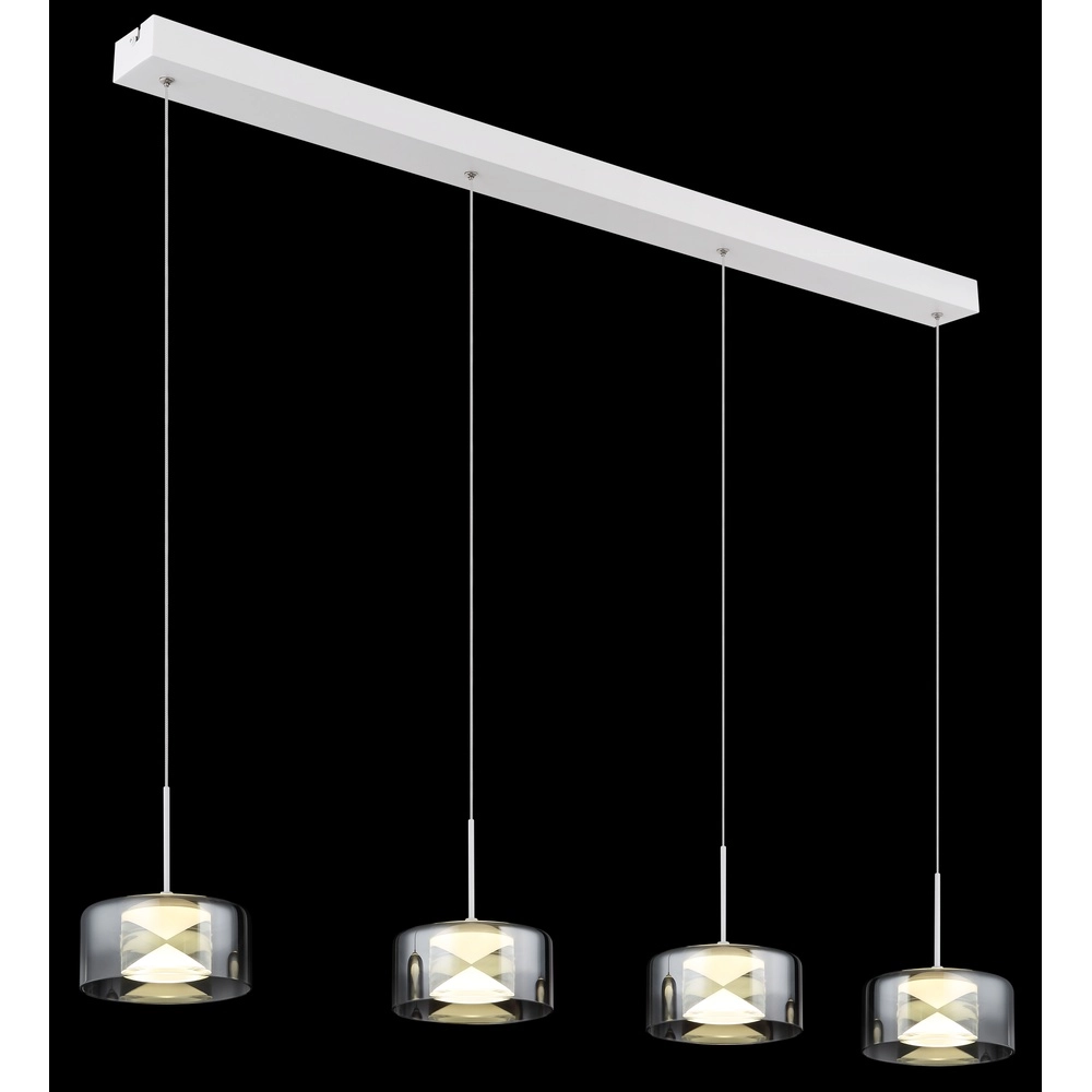 Design hanglamp Belinda 4-lichts wit met smoke glas Globo 9007371566372