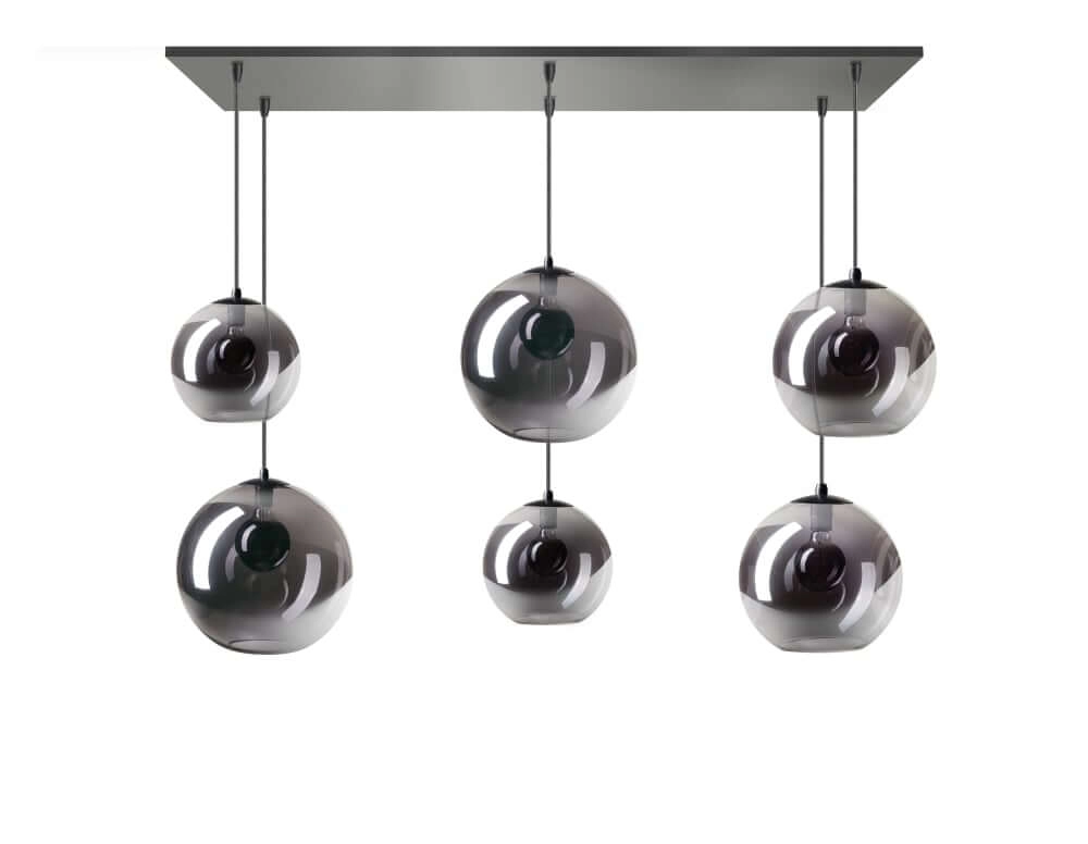 6-lichts glazen hanglamp Orb