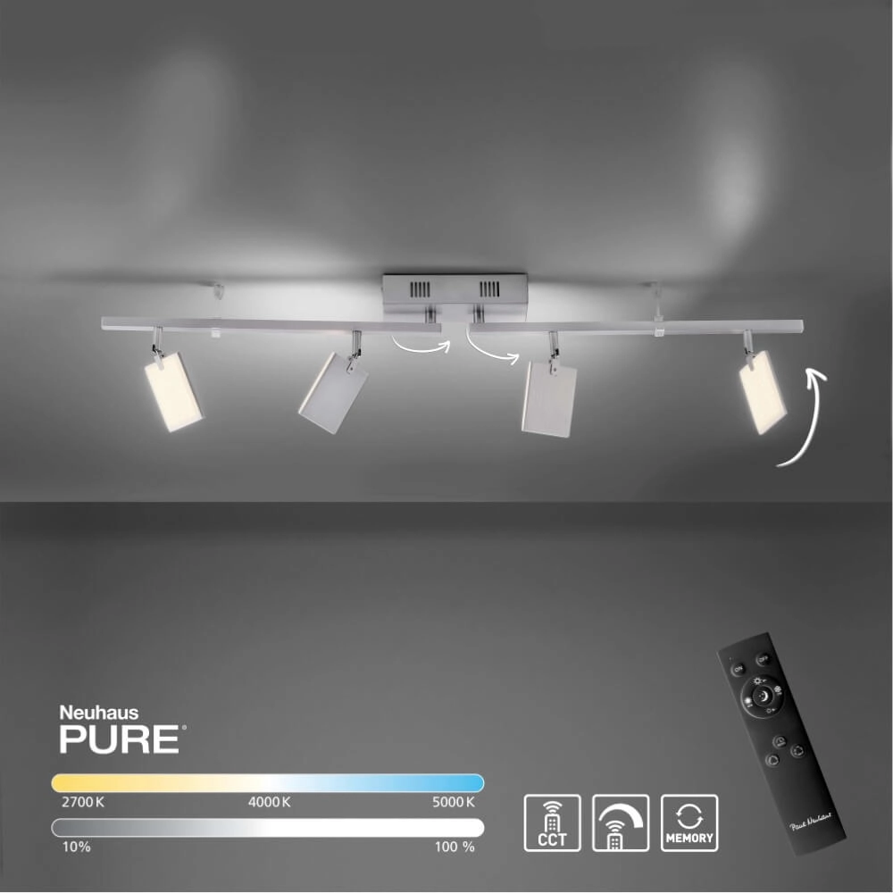 Plafondlamp Pure Mira 4-lichts aluminium Paul Neuhaus 4012248358870