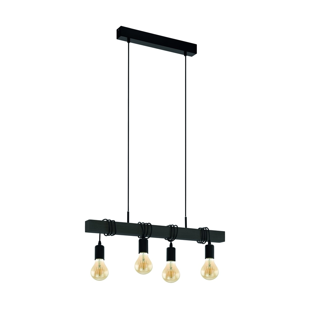 4-lichts hanglamp Townshend zwart - E27