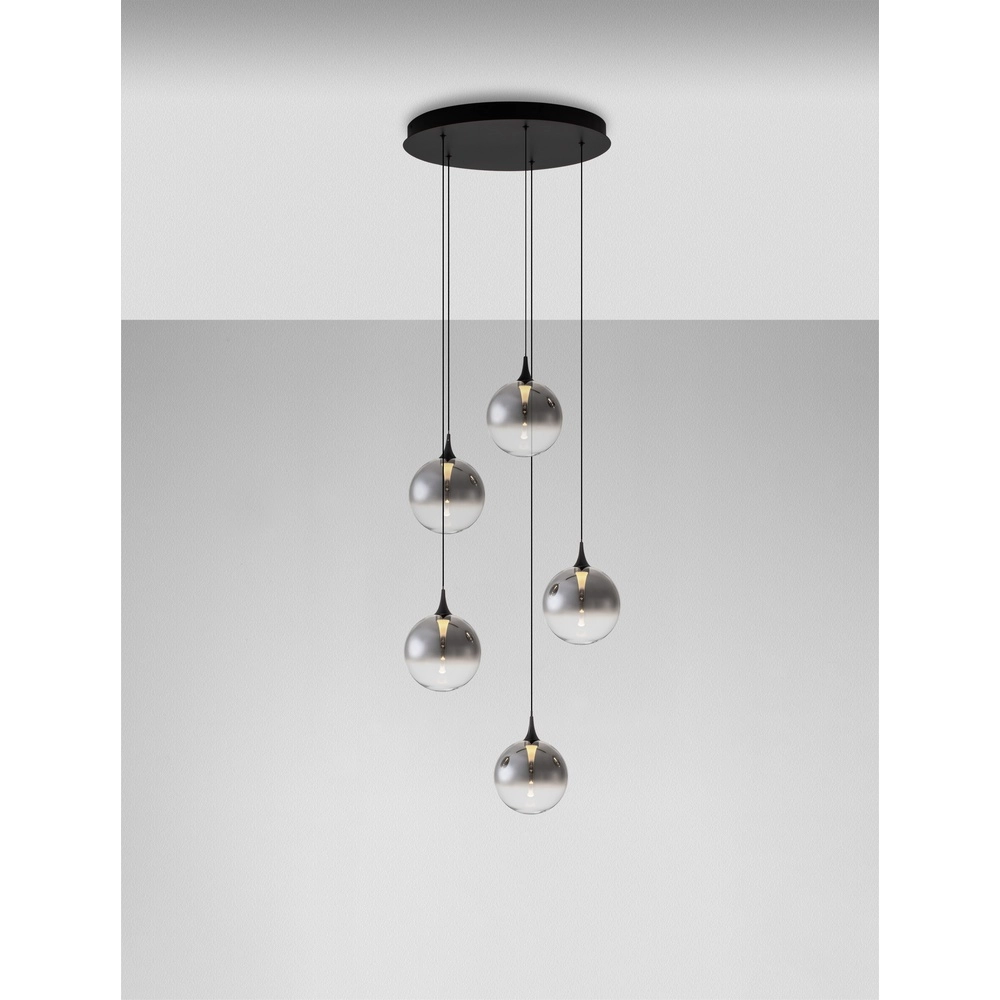 Pendant lamp Orenda round 5-light smoke glass Lyora 5212017477644