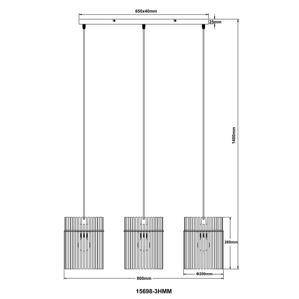 Zwarte hanglamp Gorley gekleurd glas 3-lichts Globo 9007371481002