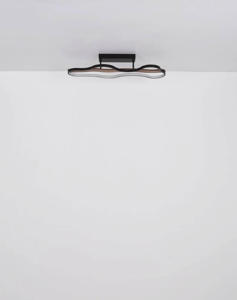 Plafondlamp Bezzy design zwart met hout Globo 9007371457649