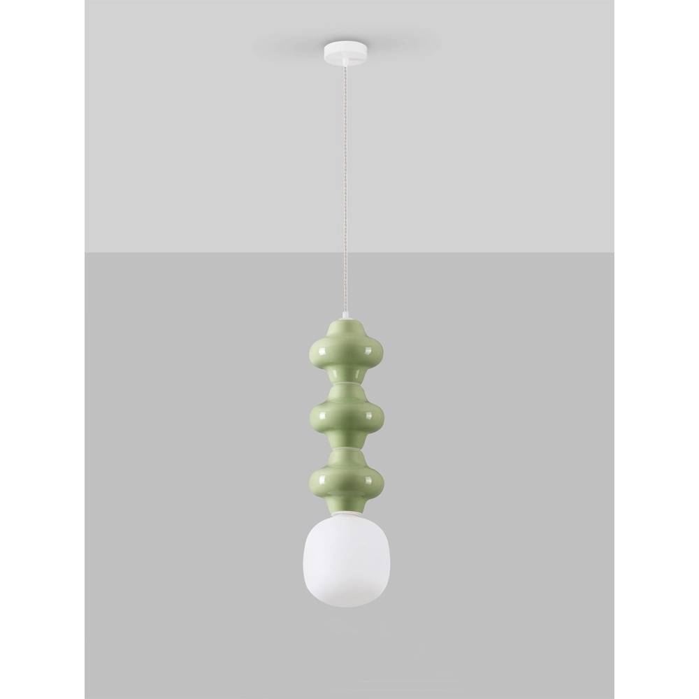 Hanglamp Clio L lichtgroen keramiek met wit glas Lyora 5212017461346