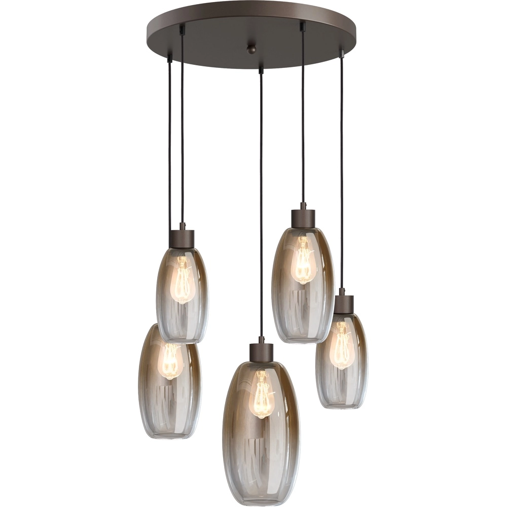 Vide hanglamp Olive met 5 glazen - cacao - Ø50cm