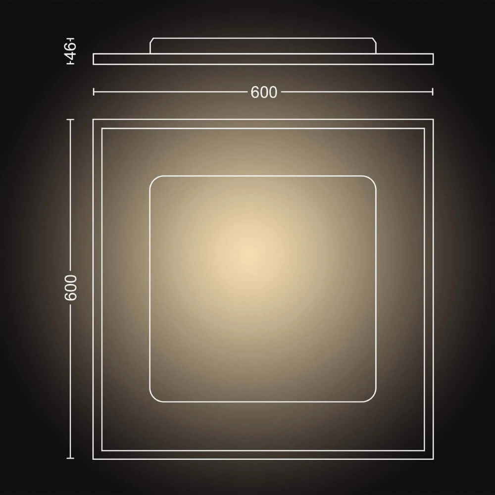 Vierkante plafondlamp Hue Aurelle - White Ambiance 60cm Wit Philips 8719514382640