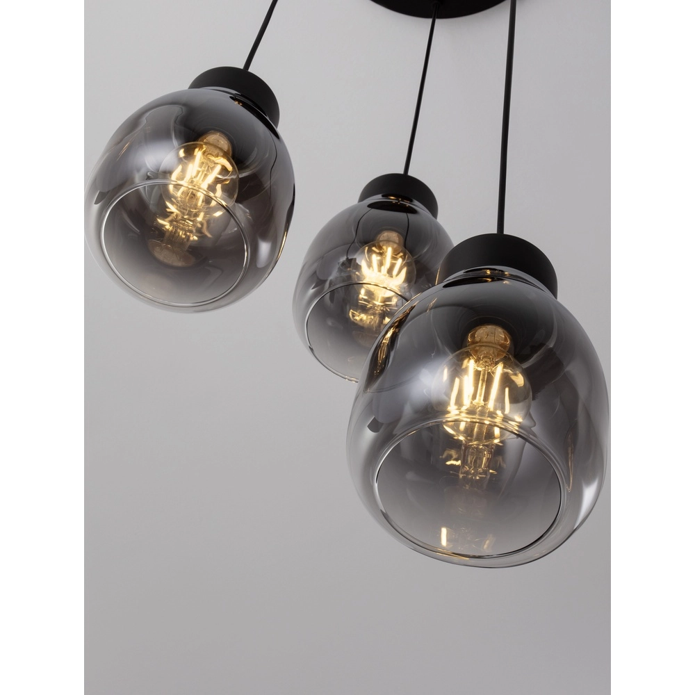 Hanglamp Blacu 3-lichts zwart rond Lyora 5212017447487