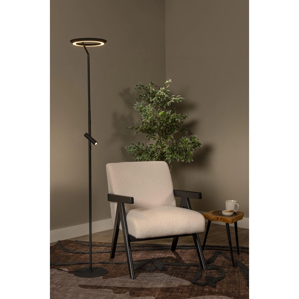Design vloerlamp Celeste zwart Ø 28cm met leeslampje Lucide 5411212032263