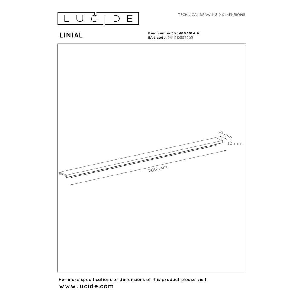 Rail afdekking 1-fase Linial 20cm mat zwart chroom Premium by Lucide 5411212552365