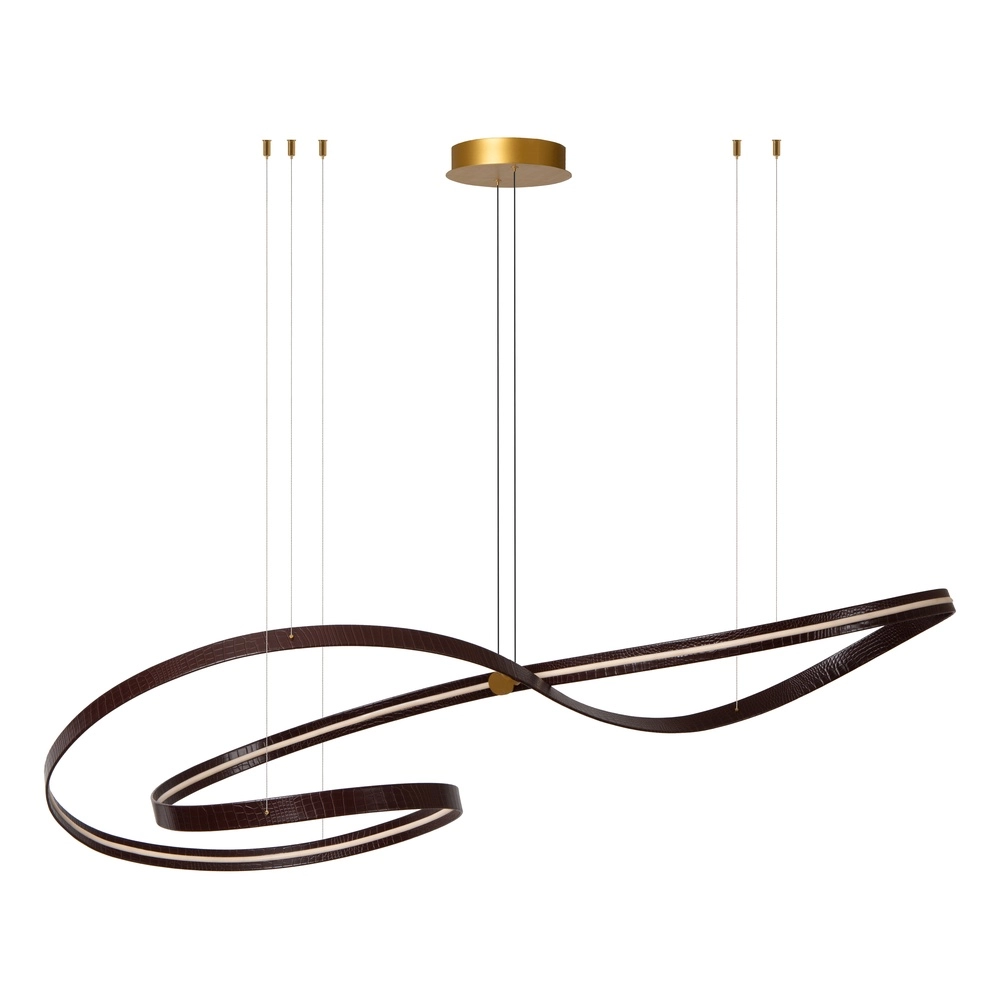 Moderne led hanglamp Slalom Koffie bruin met effect Premium by Lucide 5411212135148