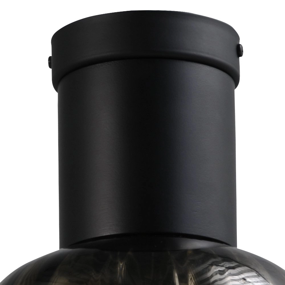 Design plafondlamp Lett lll 20cm zwart met smoke glas Masterlight 8718121181431