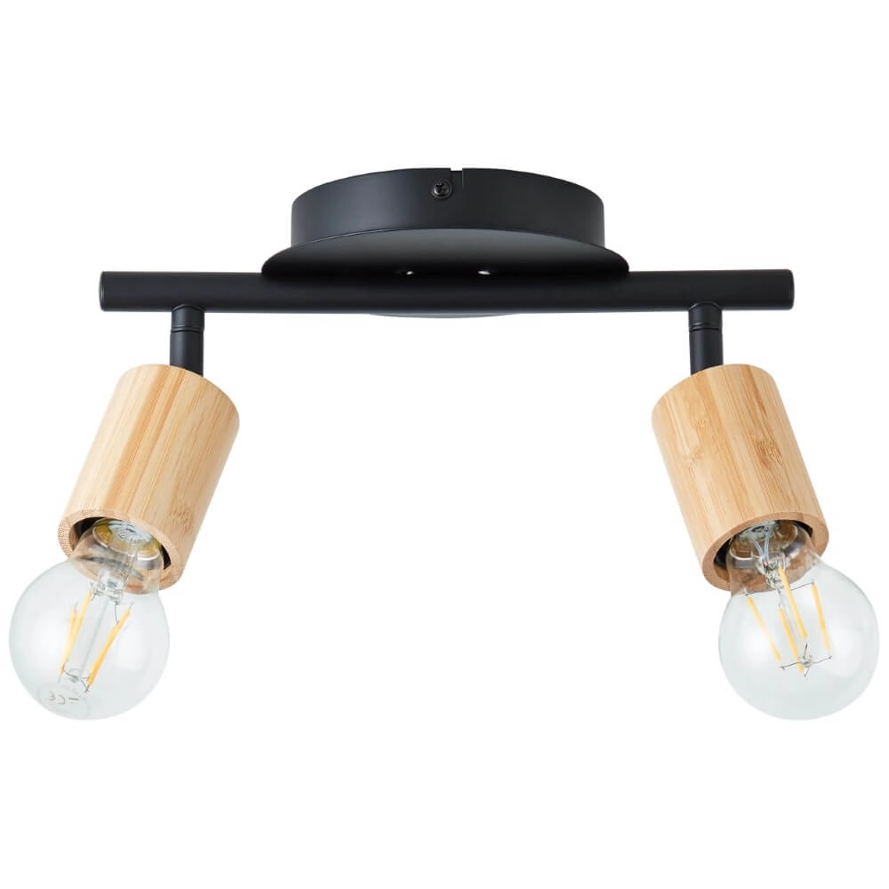 2-lichts plafondlamp Tiffany zwart met hout Brilliant 4004353406447