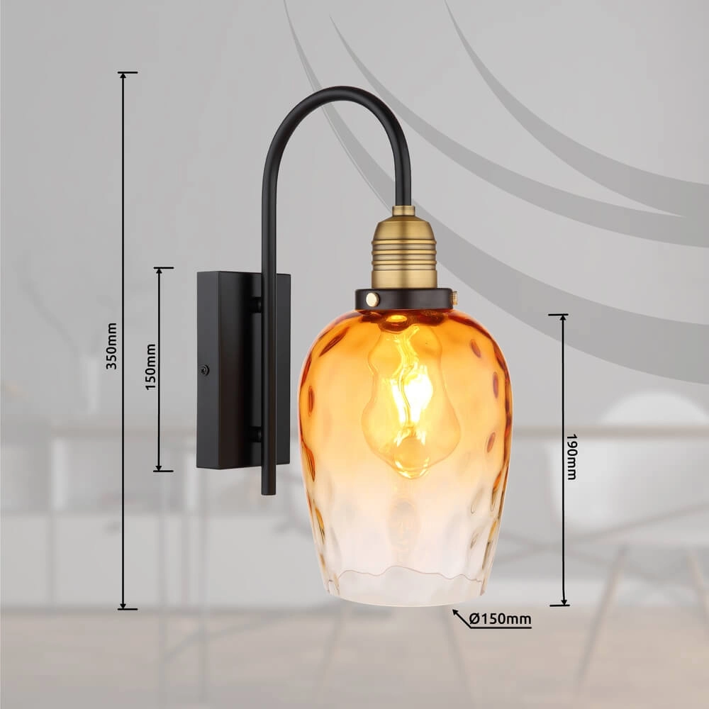 Wandlamp Salvy amber glas honinggraat Globo 9007371451609