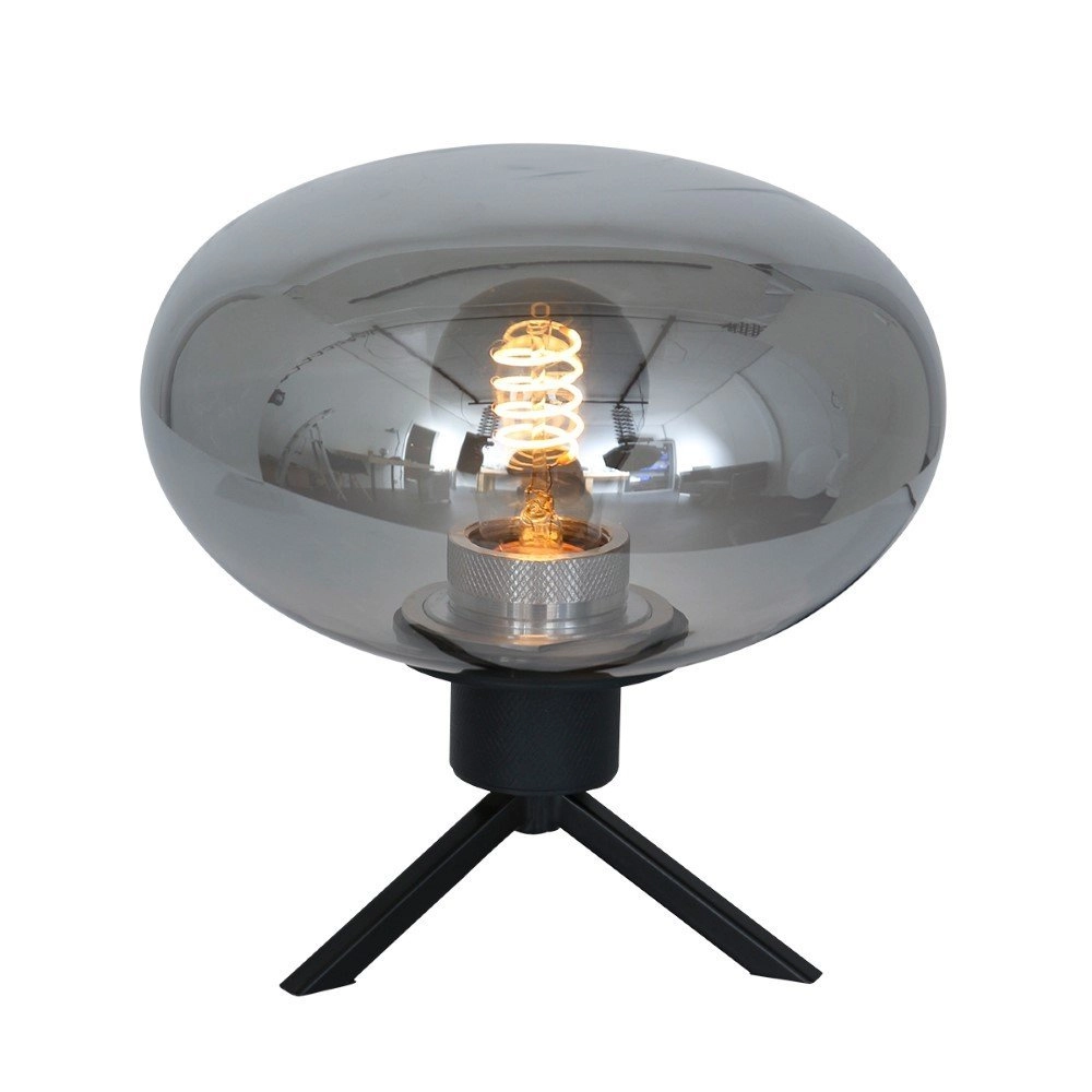 Glazen tafellamp Reflexion 22cm zwart met smoke glas