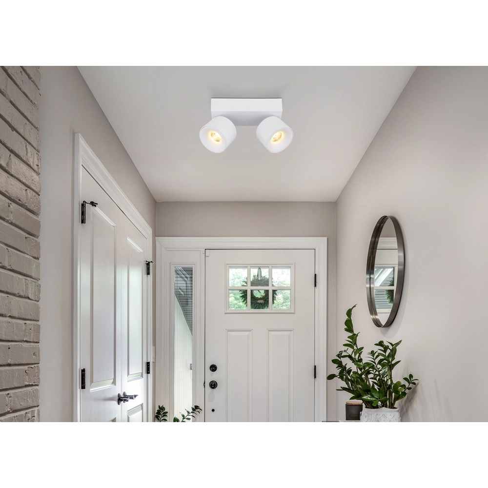 Strakke plafondlamp Rae 2-lichts wit Globo 9007371450640