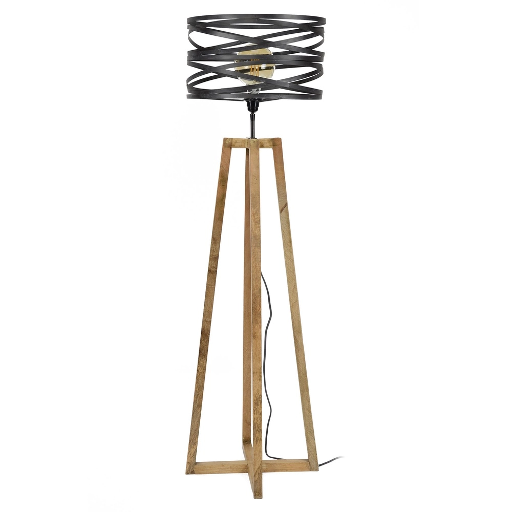 Industriële vloerlamp Twist Ø 41cm - hout met grijs Lyora 8716803511811