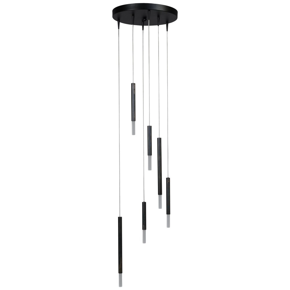 Zwarte vide hanglamp Flute 6-lichts design cilinders