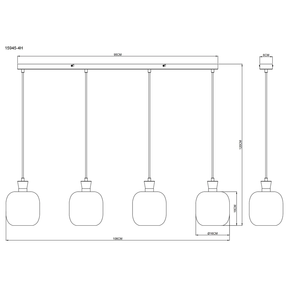 4-lichtst hanglamp Brokana gunmetal Globo 9007371566471