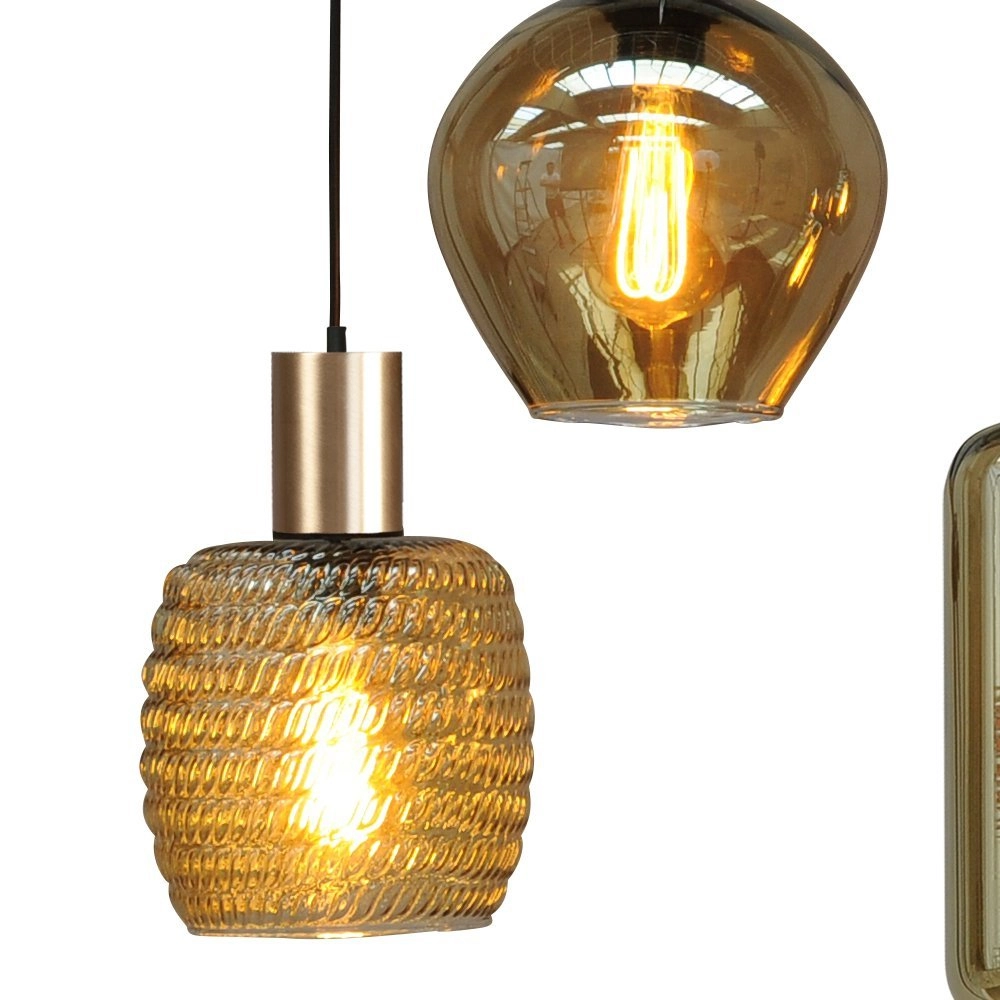 Zwarte hanglamp met goud Bounty 8-lichts curiosa glas Masterlight 8718121256009