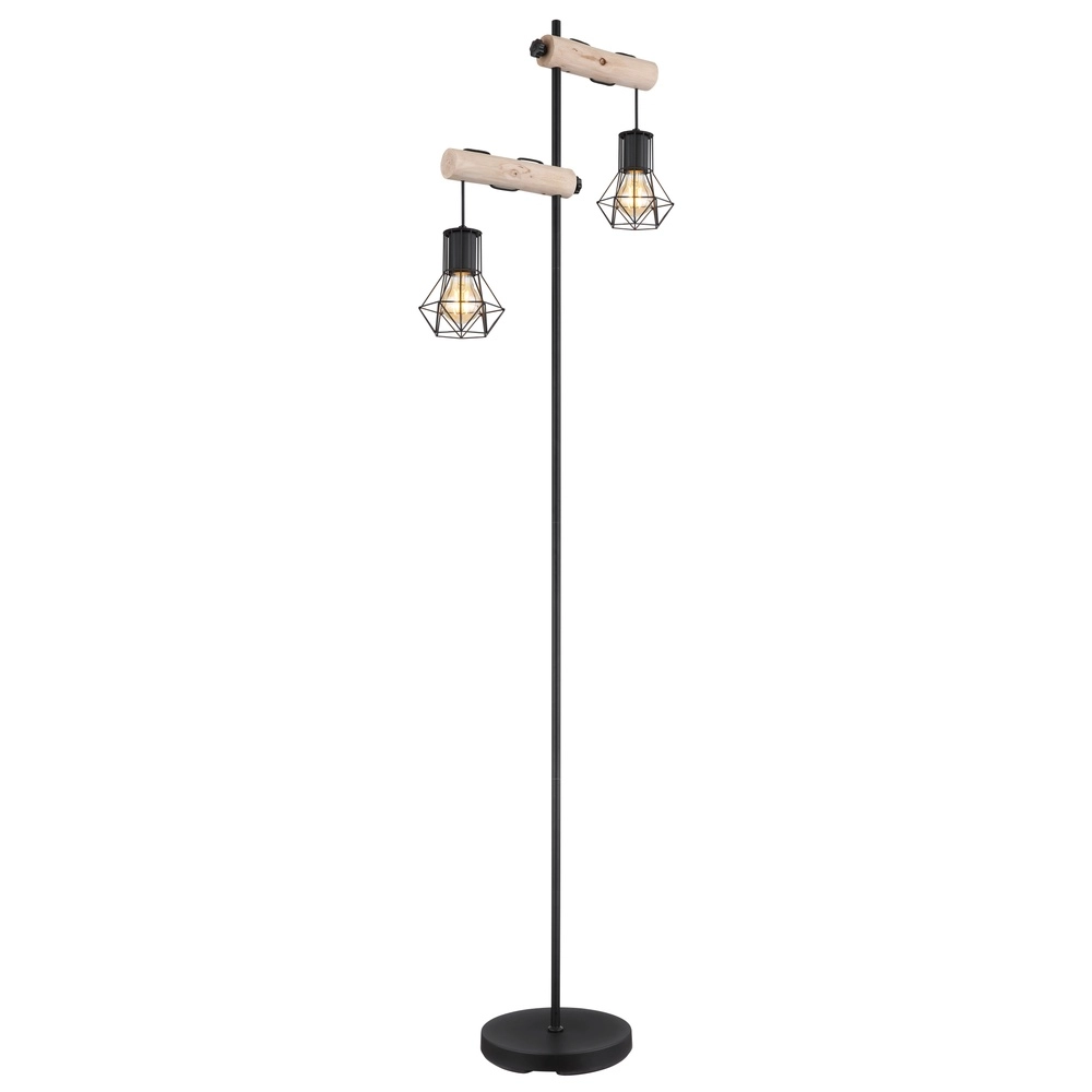 Vloerlamp Priska zwart met hout
